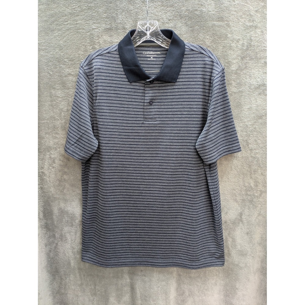 Men's‎ Polo Medium Striped Business Casual Golf Performance Sport